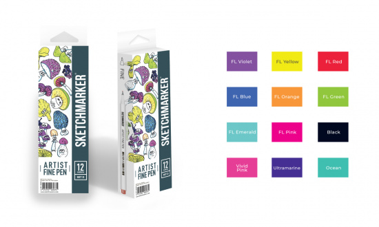 Набор капиллярных ручек Sketchmarker Artist fine pen Basic 4 12 цв Набор капиллярных ручек Sketchmarker Artist fine pen Basic 4 12 цв